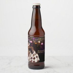 Personalized African American Woman Birthday Beer Bottle Label