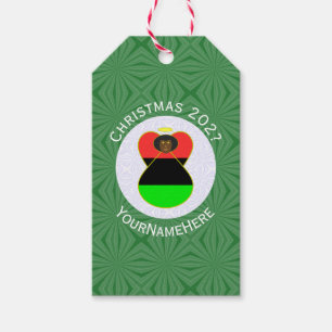 Personalized African Diaspora Angel Christmas Flag Gift Tags