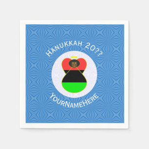 Personalized African Diaspora Angel Hanukkah Flag Napkin