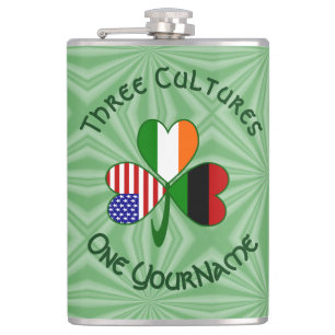 Personalized African Diaspora Shamrock Hip Flask