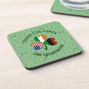 Personalized African Irish American Shamrock  Coaster