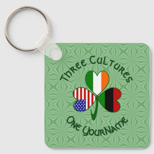 Personalized African Irish American Shamrock Keychain