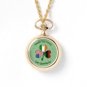 Personalized African Irish American Shamrock Watch