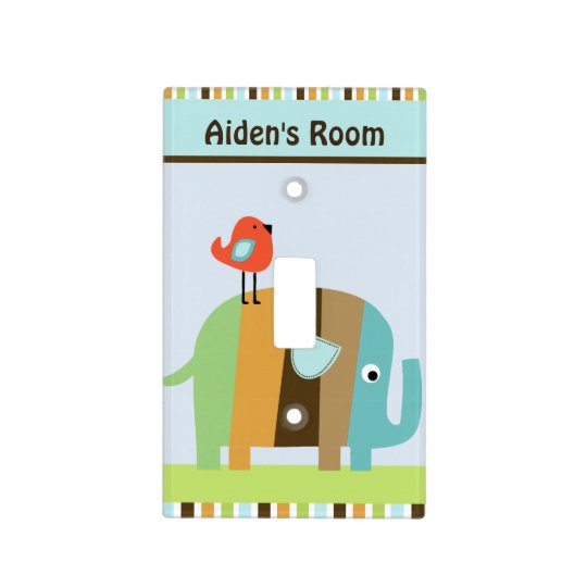 Personalized African Striped Elephant Switch Plate