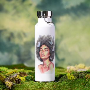Personalized Afro Beauty Portrait  Water Bottle