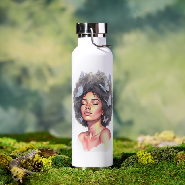Personalized Afro Beauty Portrait  Water Bottle (Outdoor (Rotated))