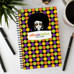 Personalized Afro Retro Polka Dot Notebook