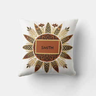 Personalized Afrohemian Sunburst Mandala Pillow