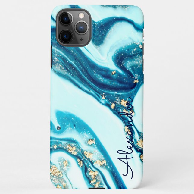 Personalized Agate Handwritten Name Trendy Modern iPhone Case (Back)
