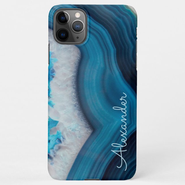 Personalized Agate Handwritten Name Trendy Modern iPhone Case (Back)