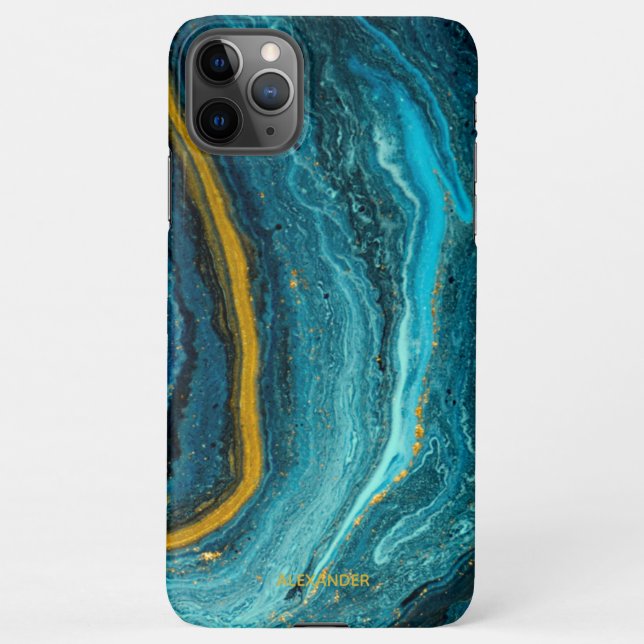 Personalized Agate Handwritten Name Trendy Modern iPhone Case (Back)