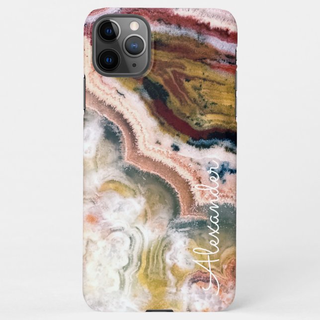 Personalized Agate Handwritten Name Trendy Modern iPhone Case (Back)