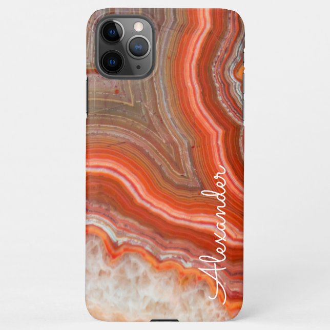 Personalized Agate Handwritten Name Trendy Modern iPhone Case (Back)