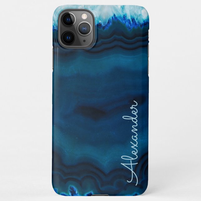 Personalized Agate Handwritten Name Trendy Modern iPhone Case (Back)