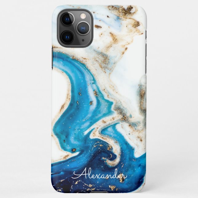 Personalized Agate Handwritten Name Trendy Modern iPhone Case (Back)