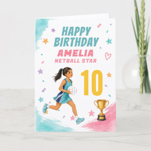 Personalized Age and Name Girls Netball Birthday Card