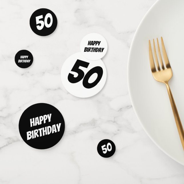 Personalized Age - Black and White Birthday Confetti (Group)