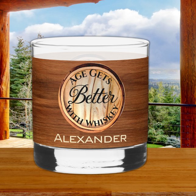 Personalized Age Gets Better With Whiskey Birthday Whiskey Glass (Creator Uploaded)