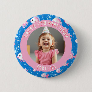 Personalized Age, Name and Photo Birthday  2 Inch Round Button