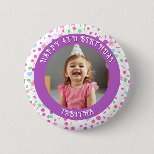 Personalized Age, Name and Photo Birthday  2 Inch Round Button