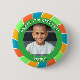 Personalized Age, Name and Photo Birthday  2 Inch Round Button