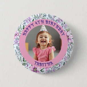 Personalized Age, Name and Photo Birthday  2 Inch Round Button