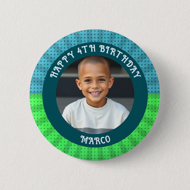 Personalized Age, Name and Photo Birthday  2 Inch Round Button (Front)