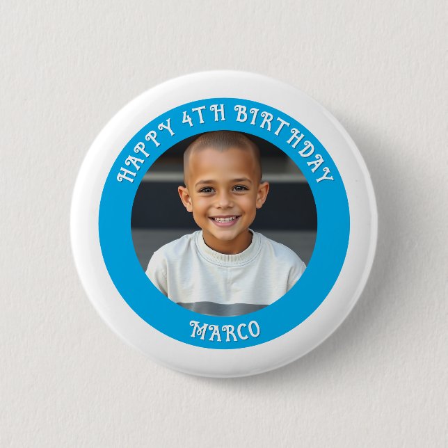 Personalized Age, Name and Photo Birthday  2 Inch Round Button (Front)