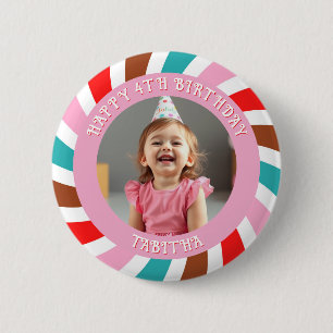Personalized Age, Name and Photo Birthday  2 Inch Round Button