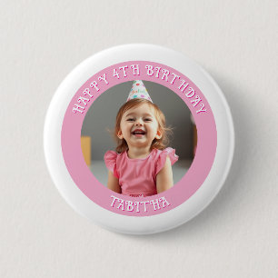 Personalized Age, Name and Photo Birthday  2 Inch Round Button