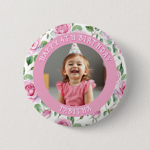 Personalized Age, Name and Photo Birthday  2 Inch Round Button