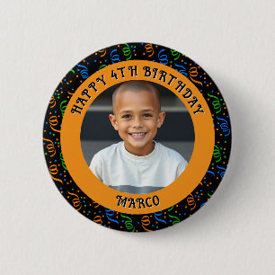 Personalized Age, Name and Photo Birthday  Button