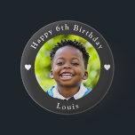 Personalized Age, Photo And Name Birthday Grey 2 Inch Round Button<br><div class="desc">Adorable personalized age,  photo and name birthday dark grey button.</div>