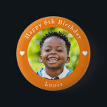 Personalized Age, Photo And Name Birthday Orange 2 Inch Round Button<br><div class="desc">Adorable personalized age,  photo and name birthday orange button.</div>