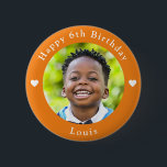 Personalized Age, Photo And Name Birthday Orange 2 Inch Round Button<br><div class="desc">Adorable personalized age,  photo and name birthday orange button.</div>