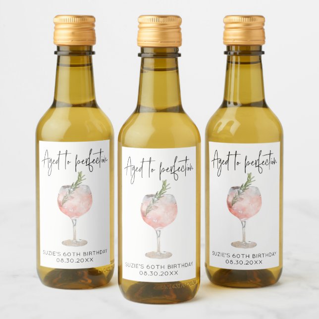 Personalized Aged to Perfection Mini  Wine Label (Bottles)