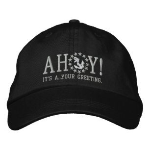 Personalized AHOY! Nautical Greetings Embroidery Embroidered Hat
