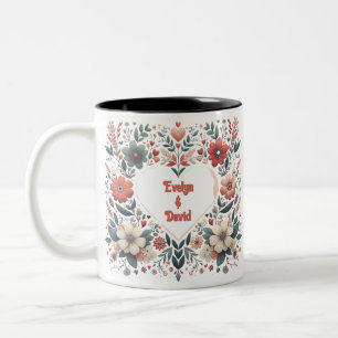Personalized AI generated Boho Heart Design Two-Tone Coffee Mug