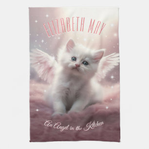 Personalized AI-Generated Kitten Angel Wings Kitchen Towel