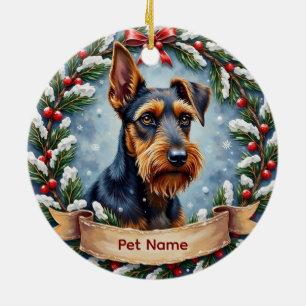 Personalized Airedale Terrier Christmas Ceramic Ornament