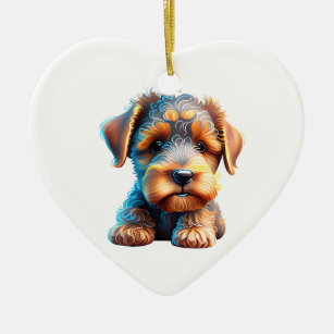 Personalized Airedale Terrier Puppy Dog Ceramic Ornament