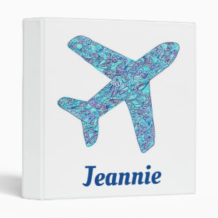 Personalized Airplane 3 Ring Binder