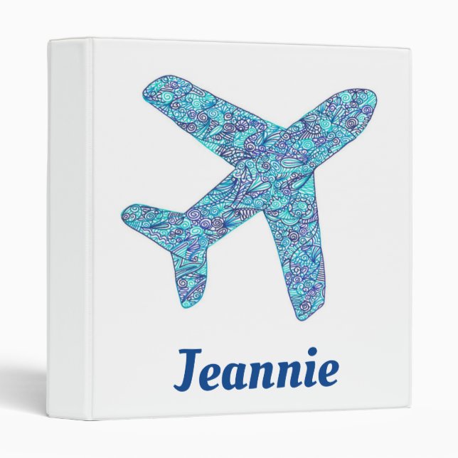 Personalized Airplane 3 Ring Binder (Front/Spine)