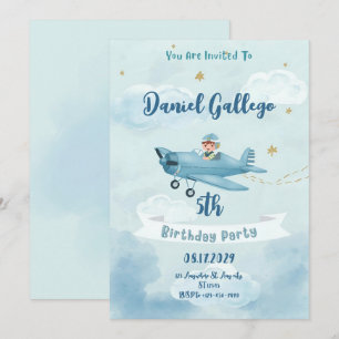 Personalized Airplane Boy Birthday Invitation