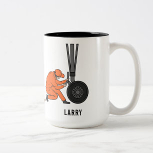 Personalized Airplane Engineer Evolution Mechanic Two-Tone Coffee Mug