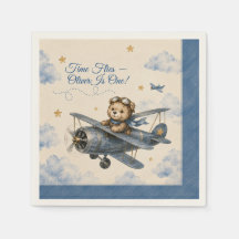 Personalized Airplane First Birthday Napkins |