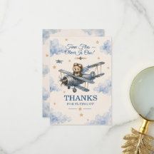 Personalized Airplane First Birthday Thank You Car