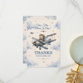 Personalized Airplane First Birthday Thank You Car Card