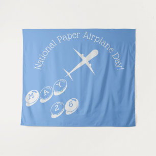 Personalized Airplane on Blue Backdrop Tapestry