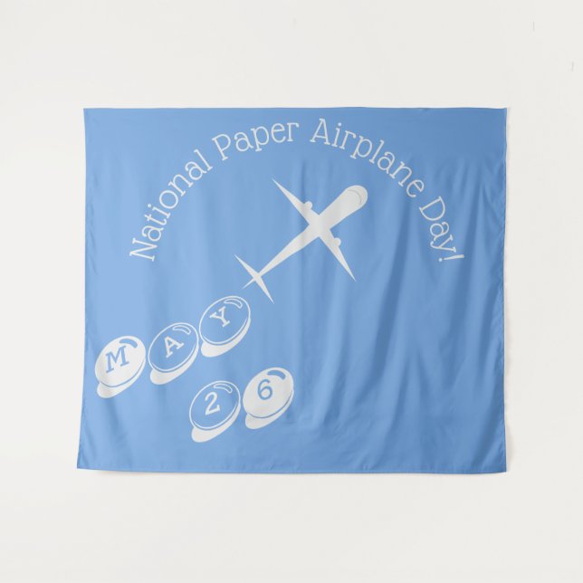 Personalized Airplane on Blue Backdrop Tapestry (Front (Horizontal))